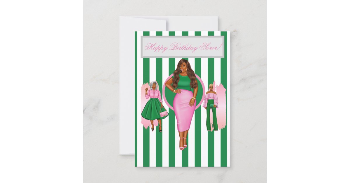 Pink And Green Happy Birthday Card Zazzle 3302