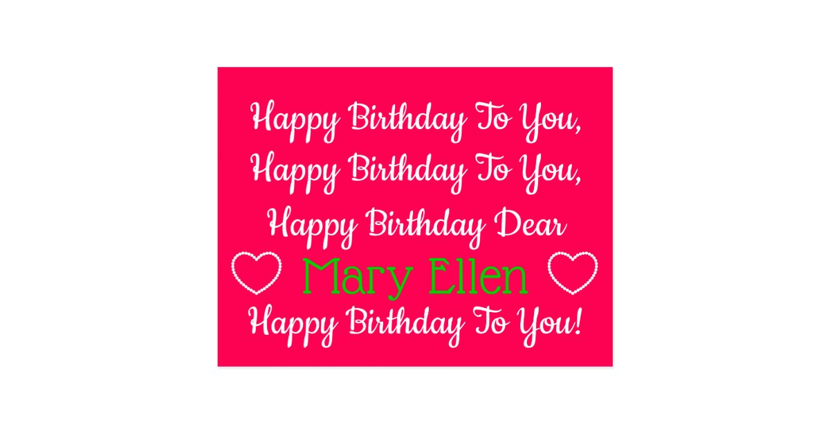 Pink And Green Happy Birthday Song Personalized Postcard Zazzle Com