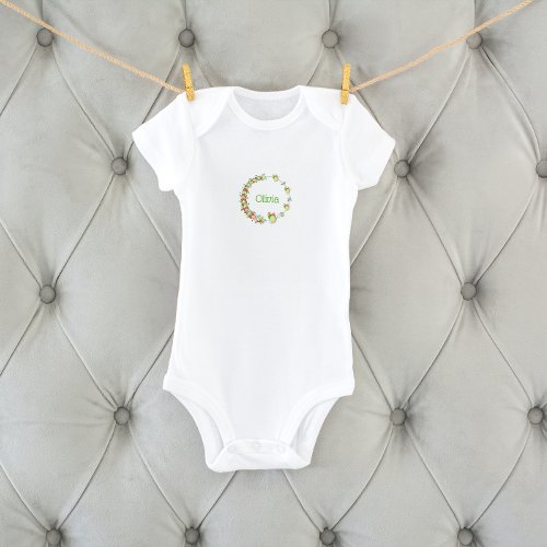 Pink and Green Hearts  Butterfly Wreath  Baby Bodysuit