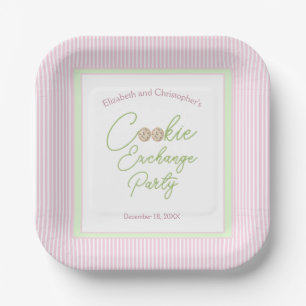 Pink and Green Holiday Cookie Exchange Party Paper Plates