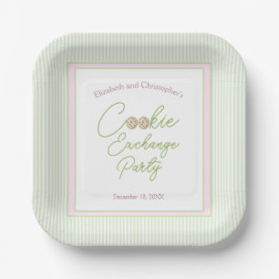 Pink and Green Holiday Cookie Exchange Party Paper Plates