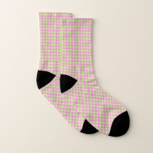 Pink and green Houndstooth Socks