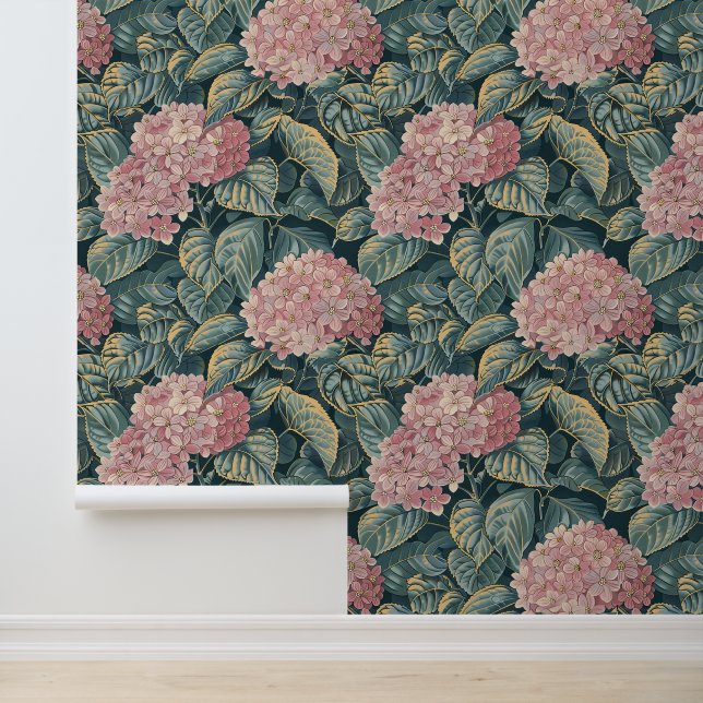 Pink and Green Hydrangea Wallpaper Wallpaper (Application)