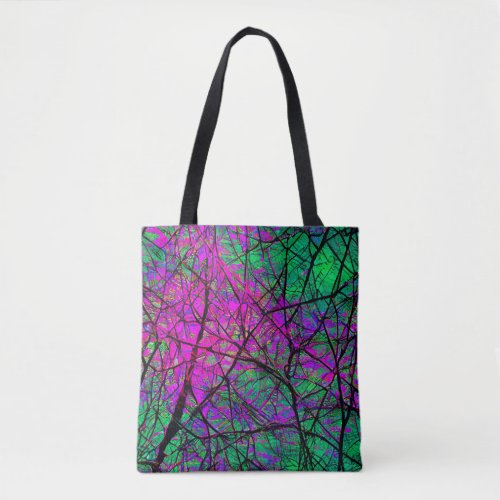 Pink and Green Iridescent Tree Branch Tote Bag