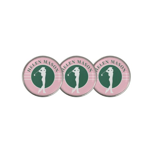 Pink and Green Ladies Golf Ball Marker