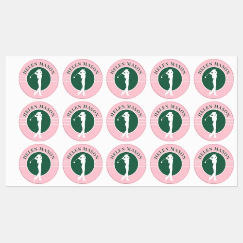 Pink and Green Ladies Golf Kids Labels