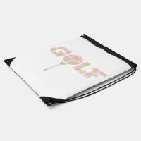 Pink and green ladies golf tee drawstring bag