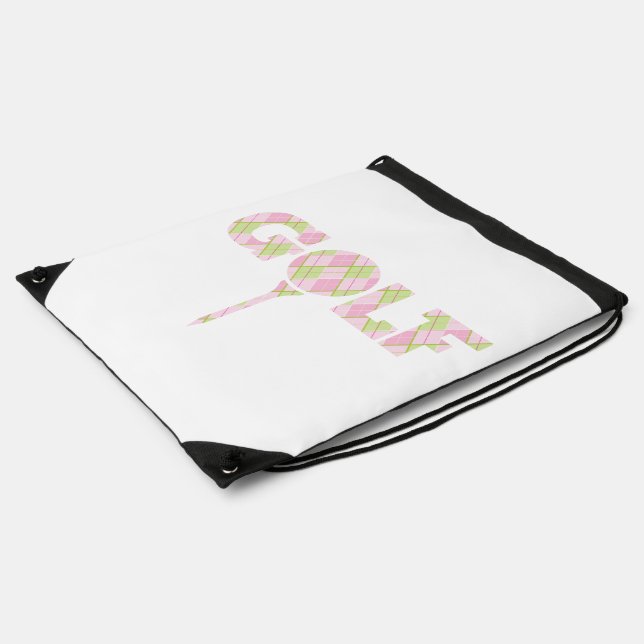 Pink and green ladies golf tee drawstring bag (Side)