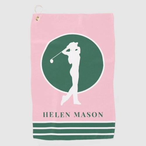 Pink and Green Ladies Golf Towel