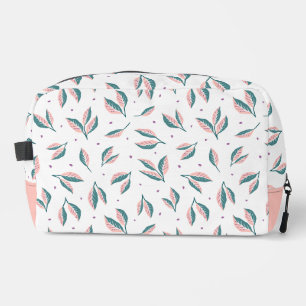 Pink and green leaves  dopp kit