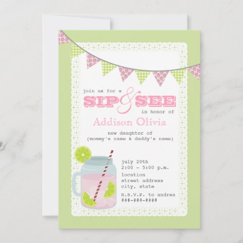 Pink and Green Lemonade &amp; Lime Sip + See Custom Announcements