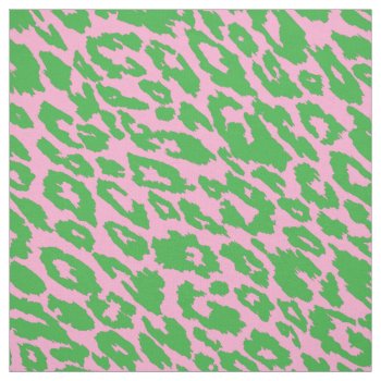 Pink And Green Leopard Fabric by OrganicSaturation at Zazzle