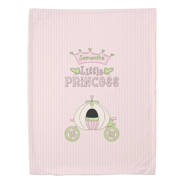 Pink and Green Little Princess Custom Duvet Cover (Front)