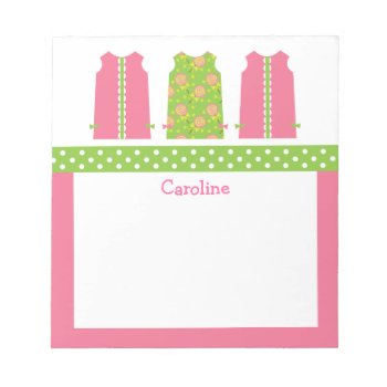 Pink And Green Lollipop Shift Dress Notepad by GemAnn at Zazzle