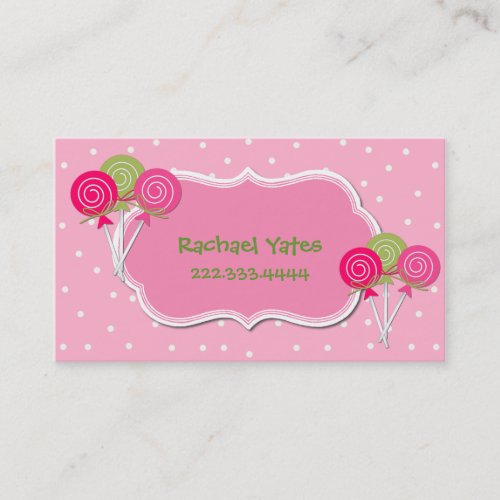 Pink and Green Lollypops Play Date Card