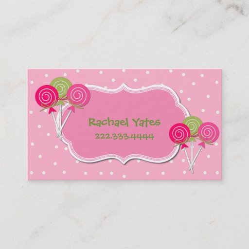 Customizable Pink and Green Lollypops Play Date Card Business Card