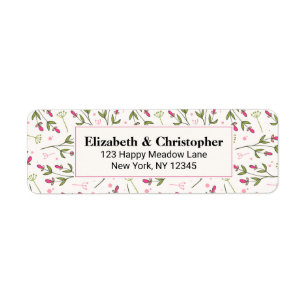 Pink and Green Long Stem Wildflowers Label