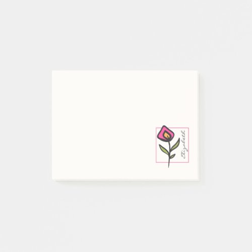 Pink and Green Long Stem Wildflowers Personalized Post_it Notes