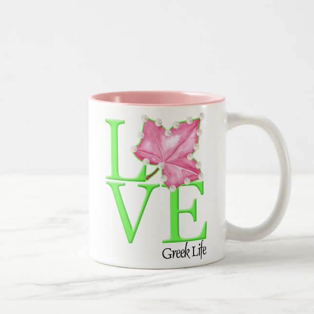 Pink and Green Love Greek Life Mug (Right)