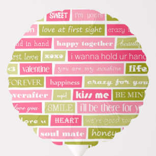 Pink and Green Love Letters Balloon