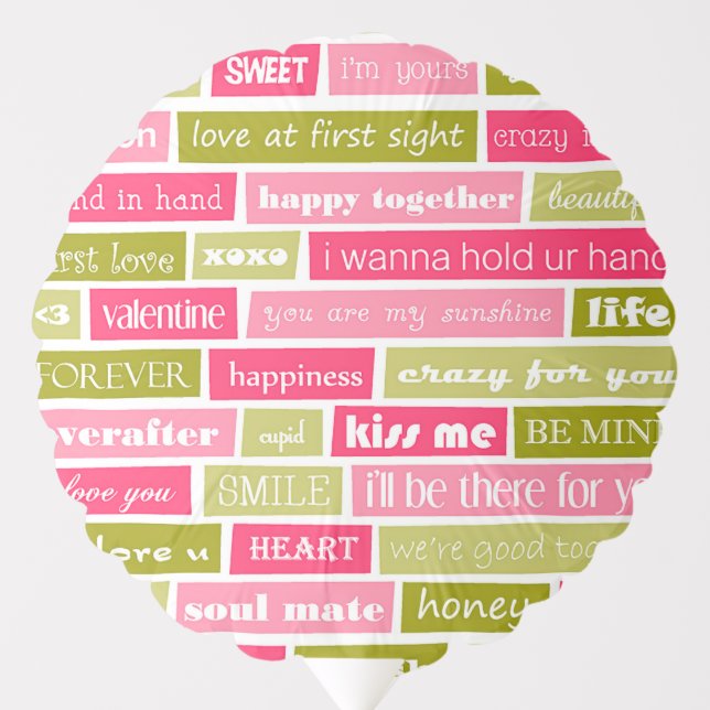 Pink and Green Love Letters Balloon (Front)