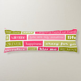 Pink and Green Love Letters Body Pillow