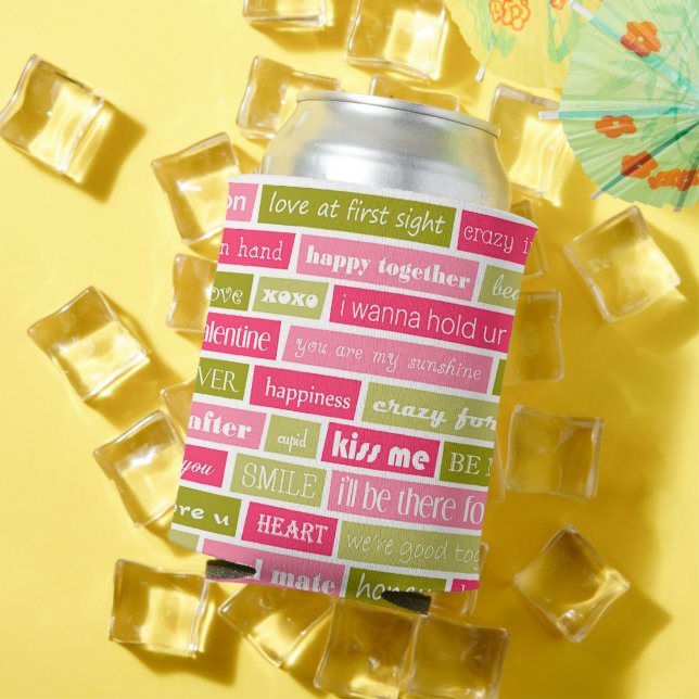Pink and Green Love Letters Can Cooler (In Situ Summer)