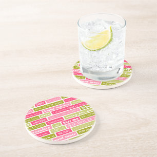 Pink and Green Love Letters Coaster