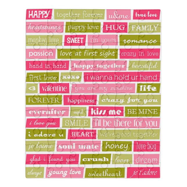 Pink and Green Love Letters Jigsaw Puzzle (Puzzle Vertical)