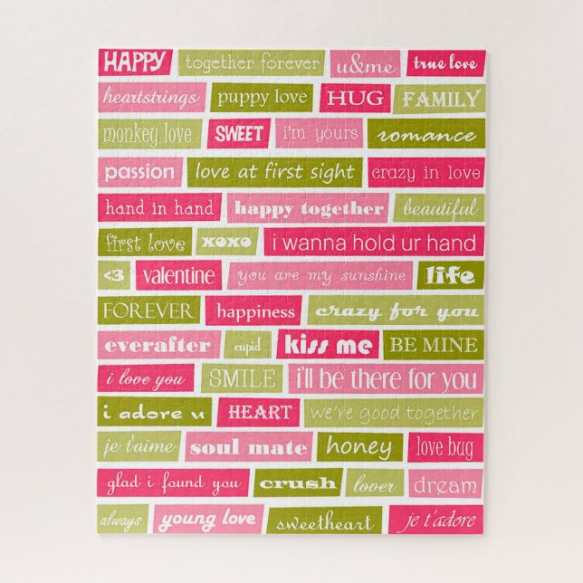 Pink and Green Love Letters Jigsaw Puzzle (Vertical)