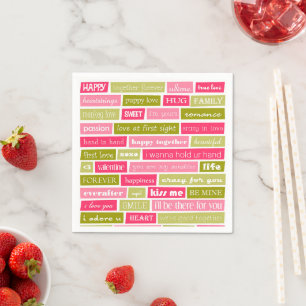 Pink and Green Love Letters Napkins