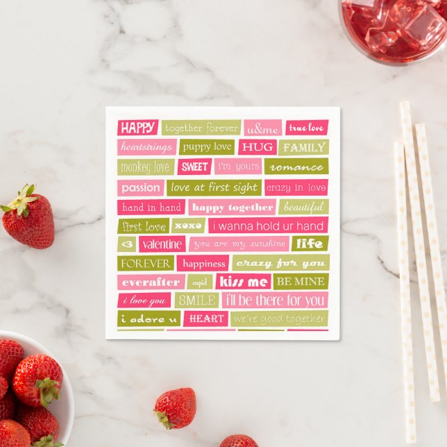 Pink and Green Love Letters Napkins (Insitu)