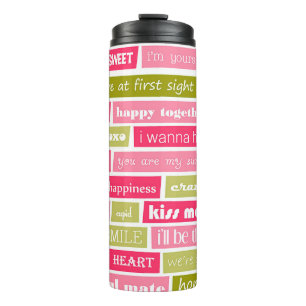 Pink and Green Love Letters Thermal Tumbler