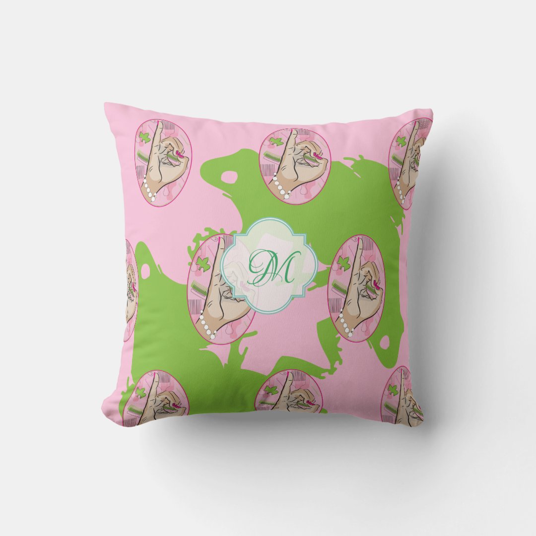 Pink and Green love Throw Pillow Zazzle
