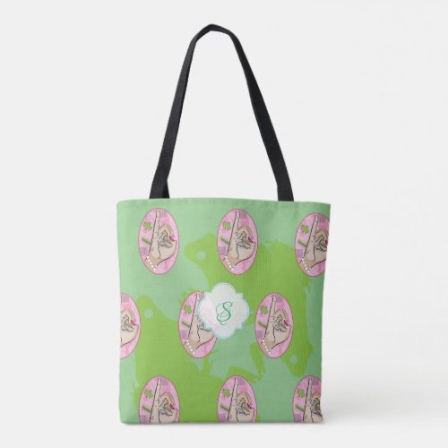 Pink and Green love Tote Bag