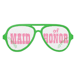 Pink and Green Maid of Honor Swag Party Glasses
