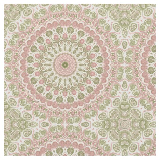 Pink and Green Mandala Pattern Design Fabric