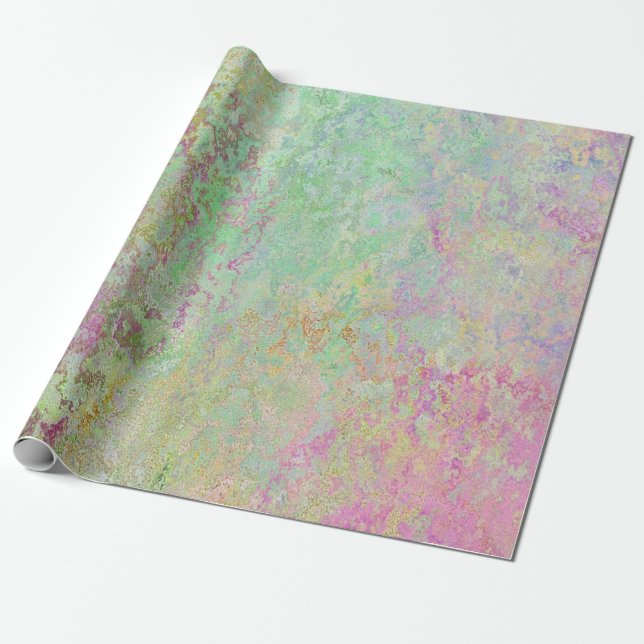 Pink and  green marble print wrapping paper (Unrolled)