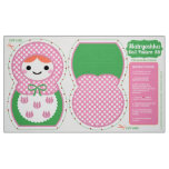 Pink and Green Matryoshka Doll Pattern Kit Fabric