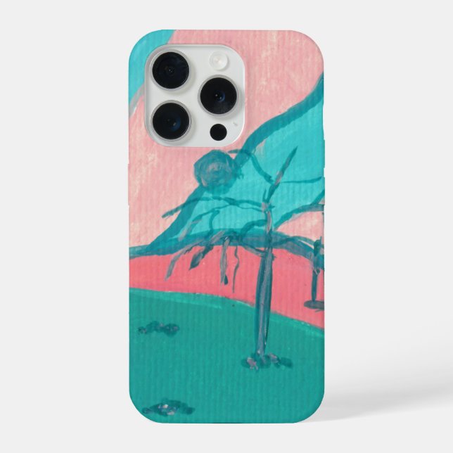 Pink and Green Minimalistic Landscape Phone Case (Back)