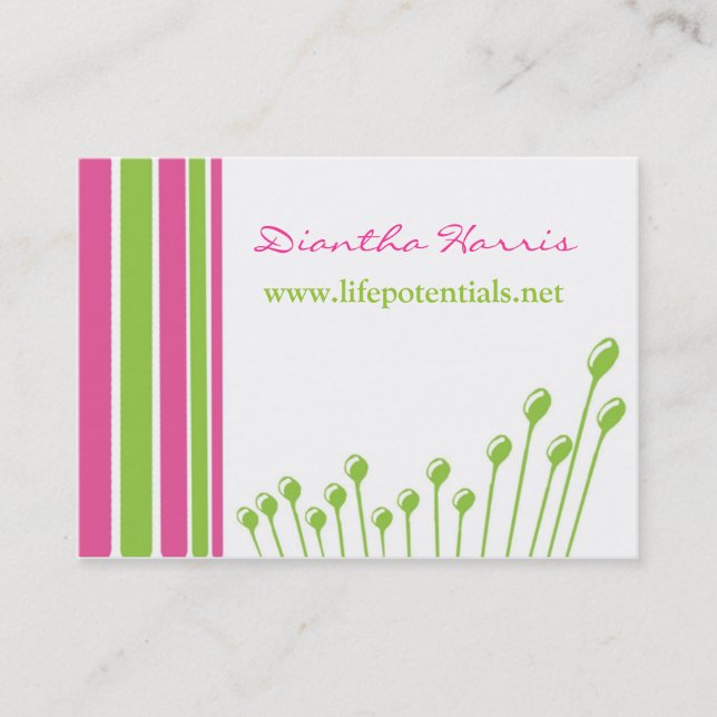 Pink and Green Modern Business Card (Front)