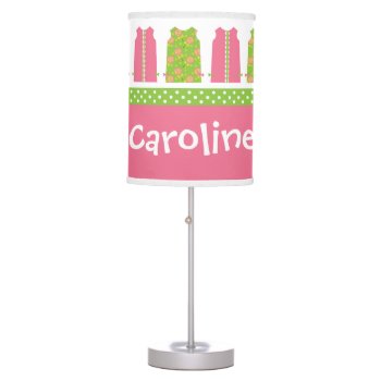 Pink And Green Monogram Lollipop Shift Dress Lamp by GemAnn at Zazzle