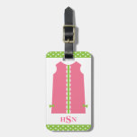 Pink And Green Monogram Shift Dress Luggage Tag at Zazzle