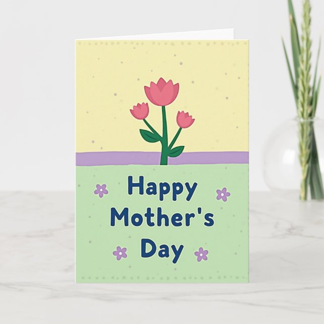 Pink And Green Mothers Day Card (Front)