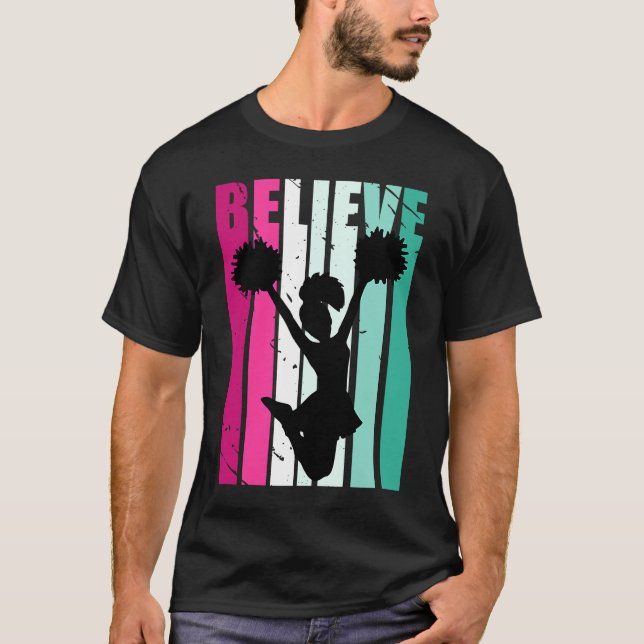 Pink And Green Motivational Girls Cheerleading Bel T-Shirt (Front)