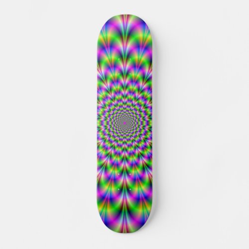 Pink and Green Neon Flower Skateboard