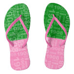 Pink And Green Nineteen  Flip Flops at Zazzle