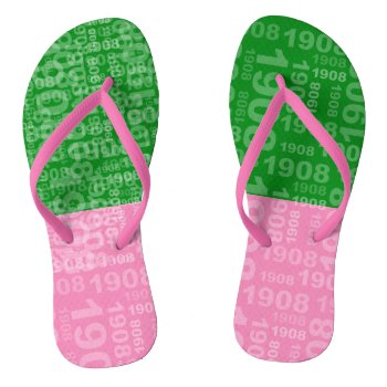 Pink And Green Nineteen  Flip Flops by dawnfx at Zazzle