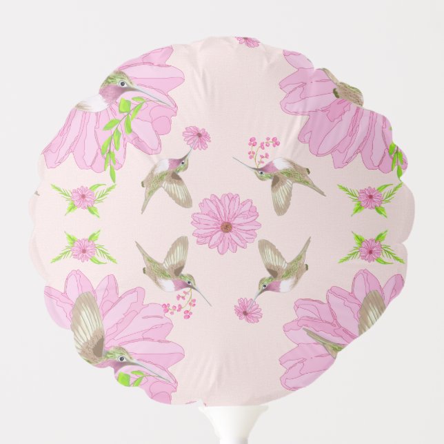 Pink and Green Nostalgic Floral Balloon (Front)
