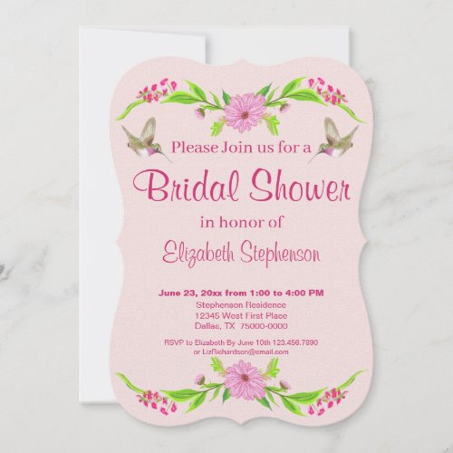 Pink and Green Nostalgic Floral Flat Card